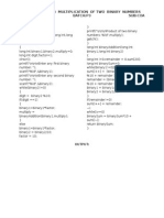 C Program For Multiplication of Two Binary Numbers Roll No:55 Batch:P3 Sub:Coa