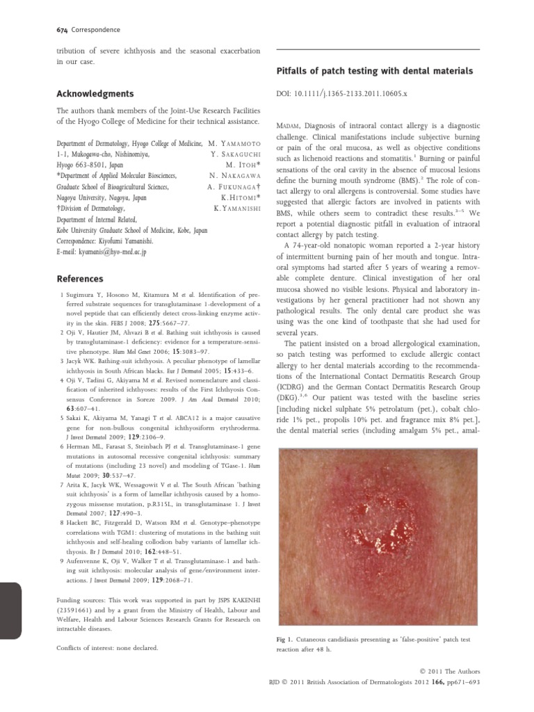 01 Pitfalls of Patch Testing With Dental Materials | PDF | Cutaneous ...
