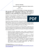 Nota de Prensa Plataforma Talavera sobre sentencia Constitucional