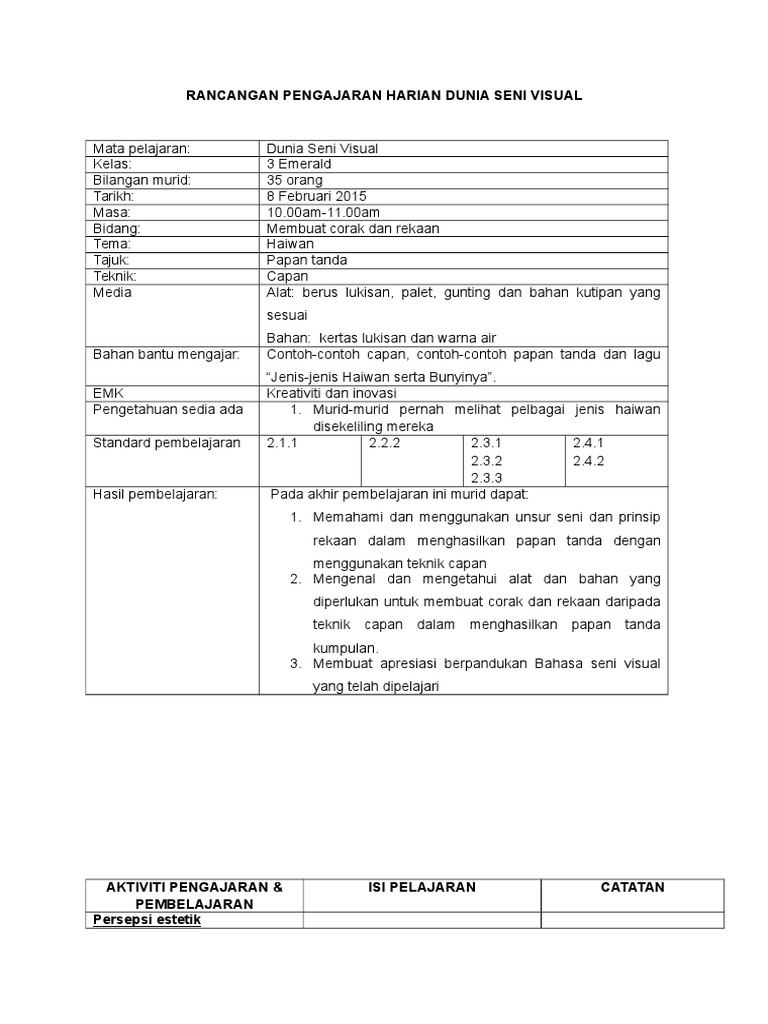 ESOK RPH Seni Microteaching | PDF