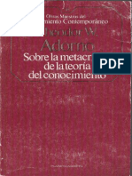 Adorno Theodor - Sobre La Metacritica de La Teoria Del Conocimiento