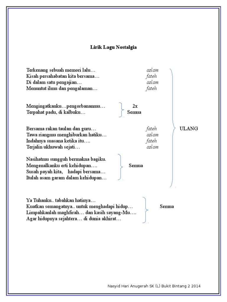 Lirik Nasyid Nostalgia Pdf