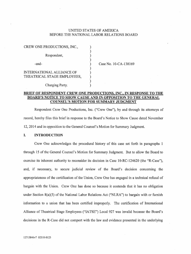 Opposition To Motion For Summary Judgment PDF