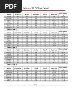 M S Excel Computer Lab Assignments With Solutions