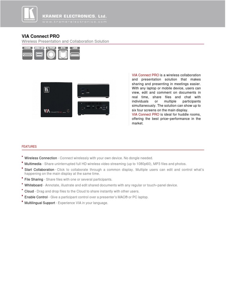 VIA Connect PRO: Wireless Presentation and Collaboration Solution | PDF