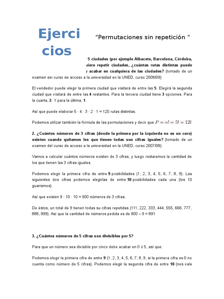 Permutaciones Sin Repetición | PDF | Artes del Lenguaje y Comunicación ...