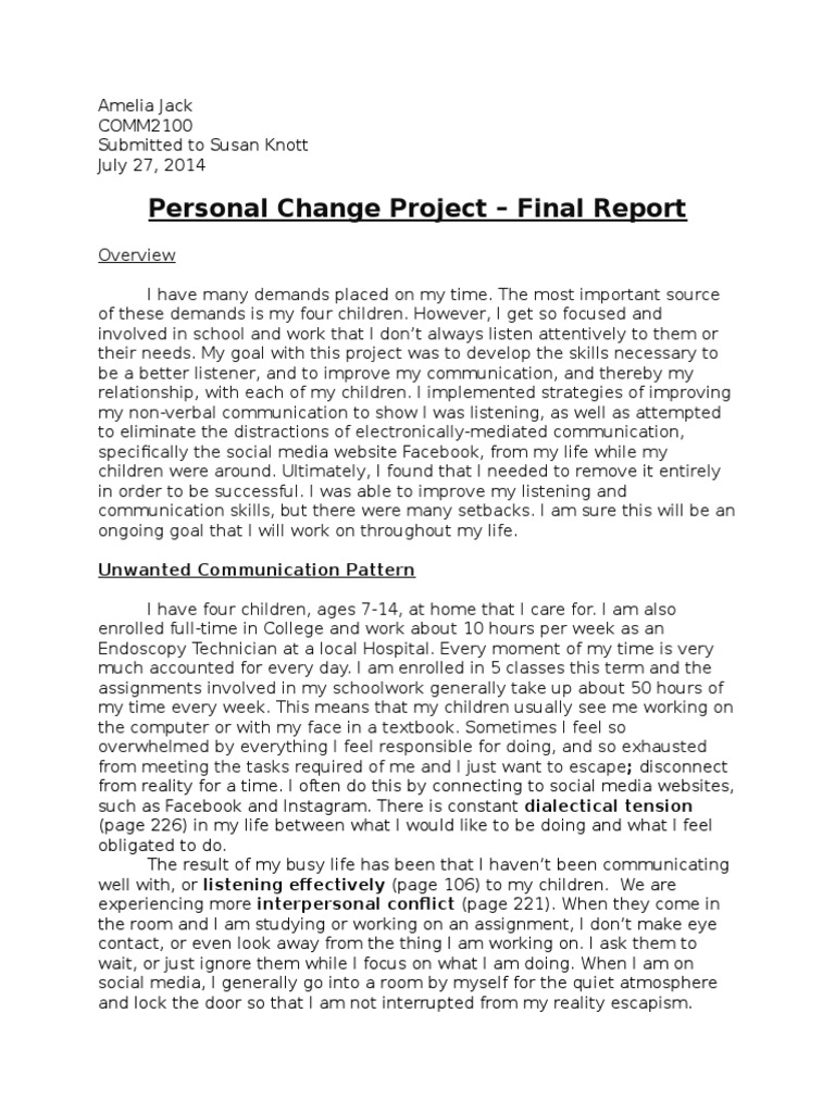 Personal Change in Family Communication | PDF | Social Media | Popular ...