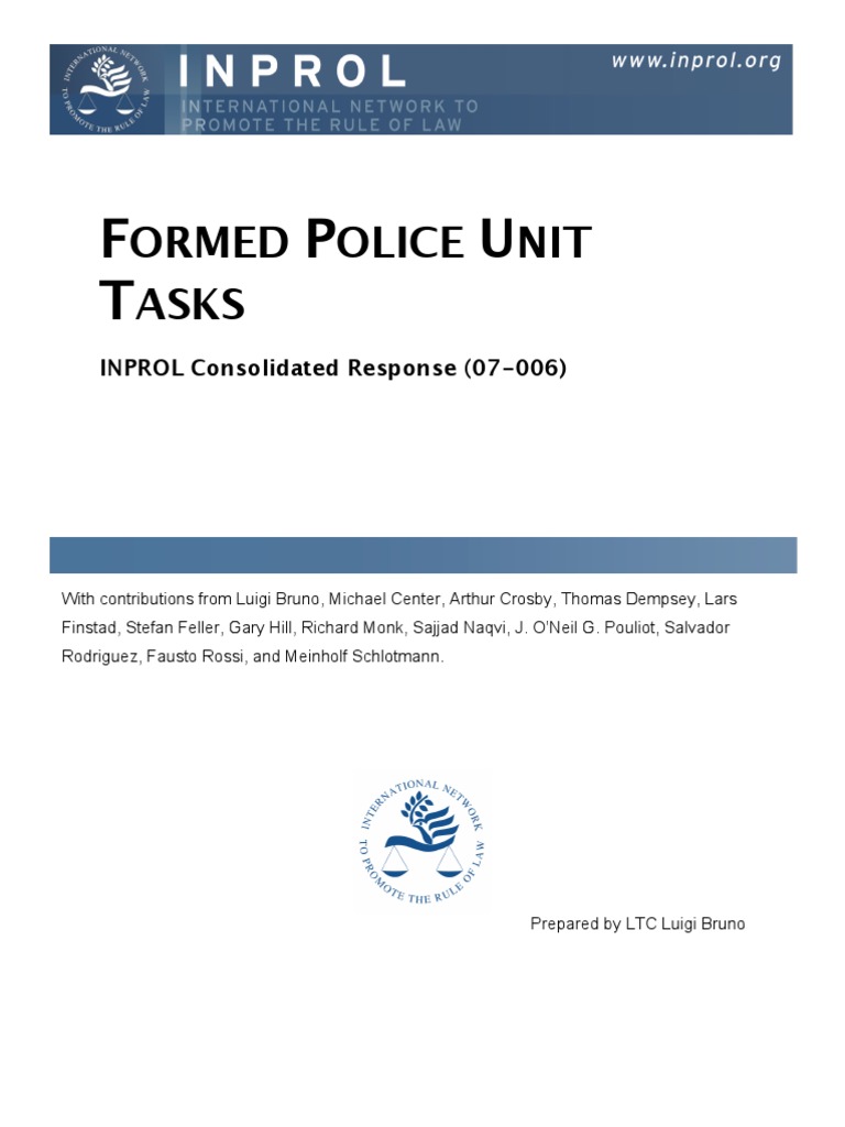 Formed Police Unit Task Overview | PDF | Swat | Peacekeeping