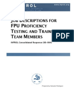 Job Descriptions for FPU Proficiency Testing and Training Team Members (CR 08-004)