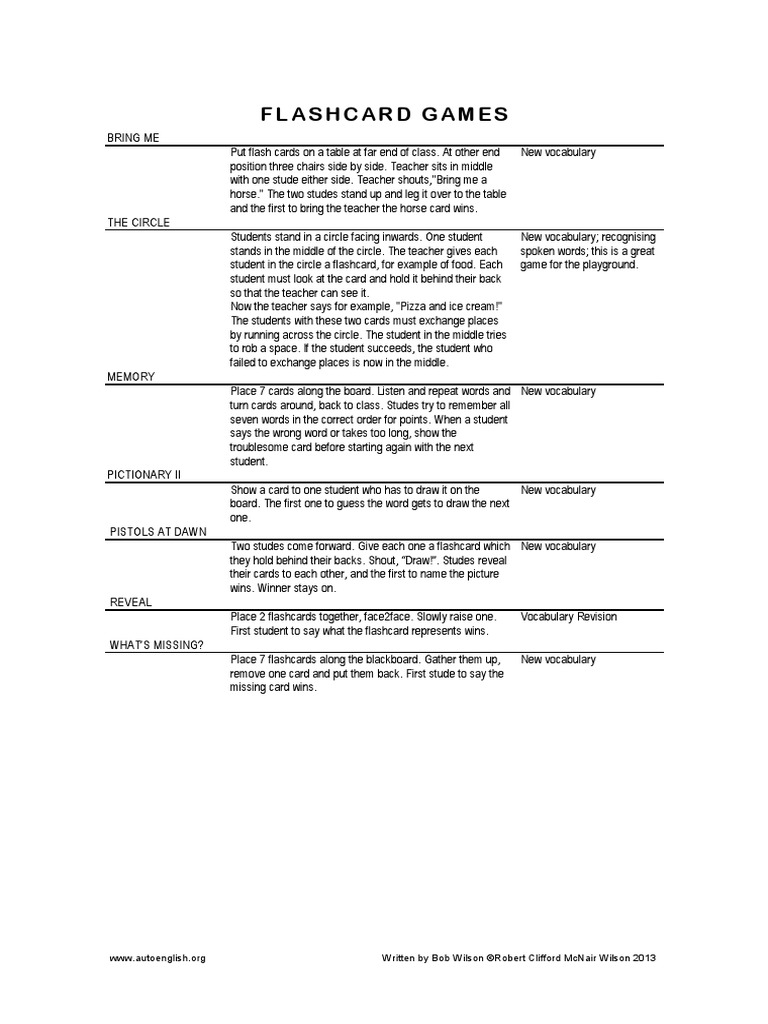 Games With Flashcards | PDF