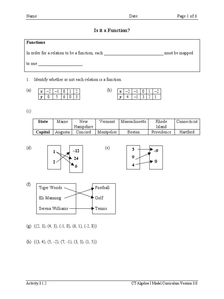 Activity 3 1 2 Is It A Function | PDF | Connecticut | Pressure