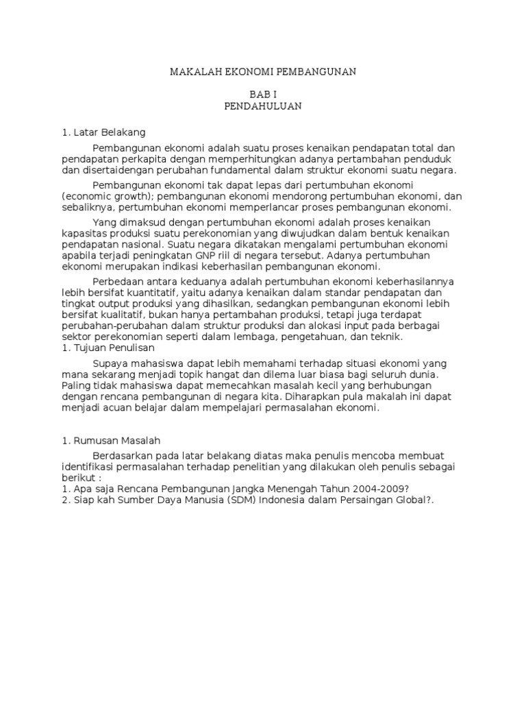 Makalah Ekonomi Pembangunan