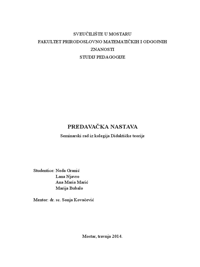 Predavačka Nastava | PDF
