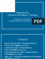 Preparing For Pediatrics Residency Training: Department of Pediatrics University of North Carolina at Chapel Hill