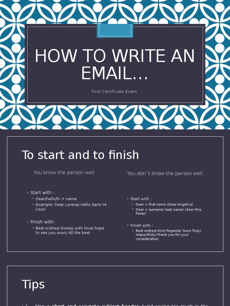 How To Write An Email : First Certificate Exam | PDF