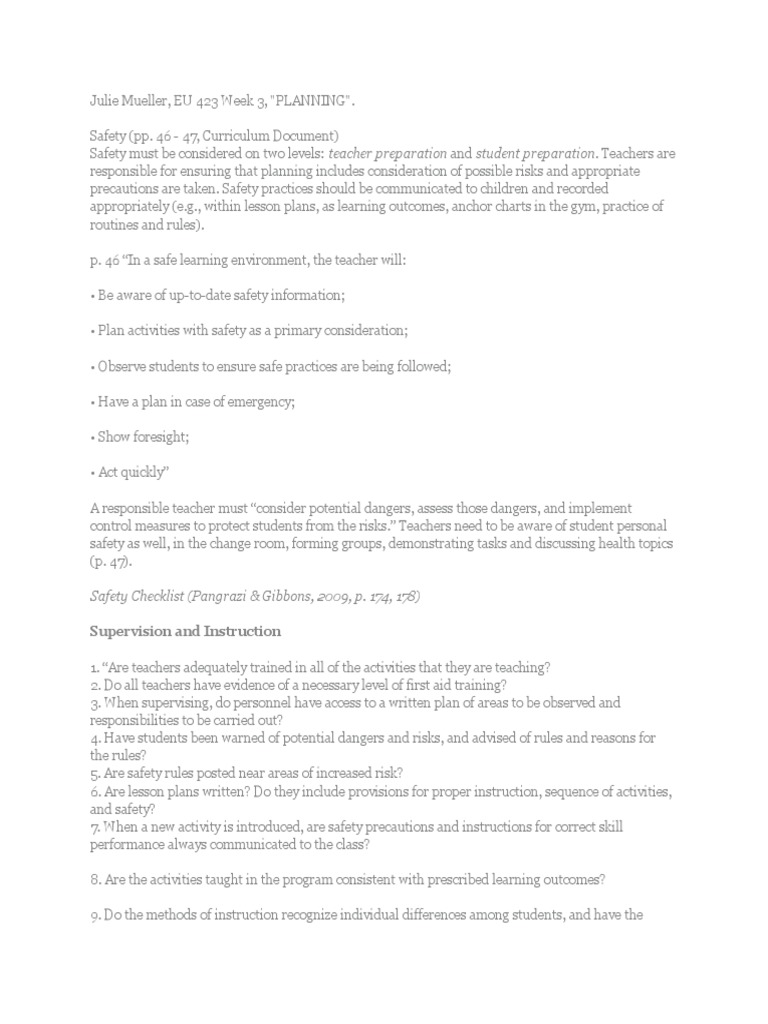 Safety Considerations PDF Lesson Plan Teachers