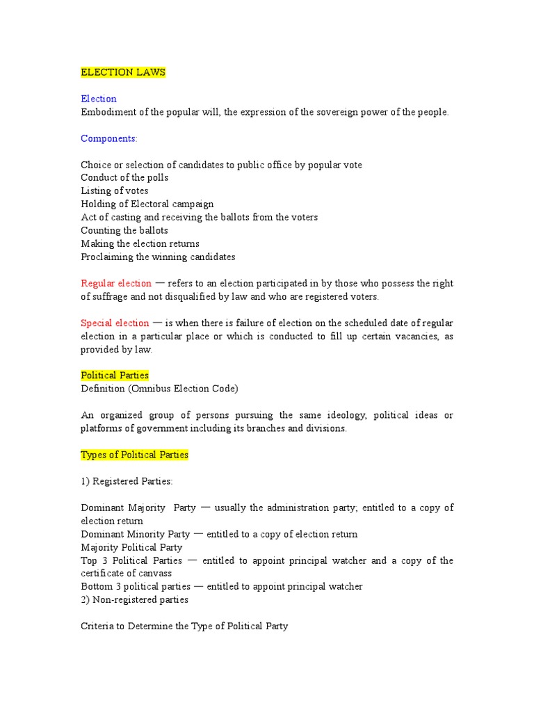 Comprehensive Guide to Election Laws | PDF | Elections | Voting