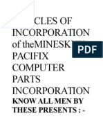 Articles of Incorporationof Themineskyx Pacifix Computer Parts Incorporation