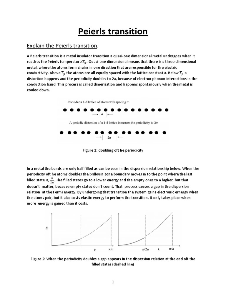 Peierls Transition Explained | PDF | Teaching Methods & Materials ...