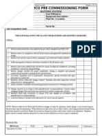 Saudi Aramco Pre-Commissioning Form: Battery System