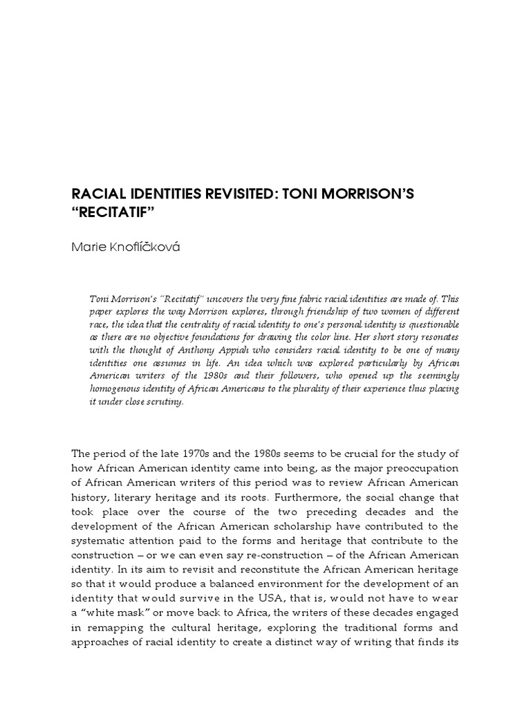 Recitatif toni morrison summary image