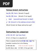 Various Branch Instructions