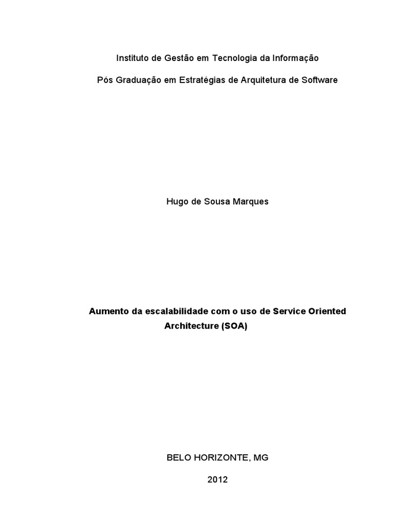 TCC Igti Modelo Hugo Marques PDF Arquitetura orientada a serviços