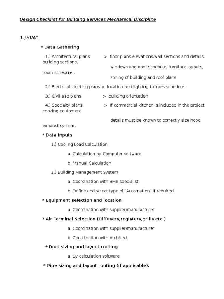 Design Checklist For Mechanical Discipline | PDF | Fire Sprinkler ...