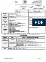 Day Classwork Homework: Sunday 15/2 Reading Quiz (1 Period)