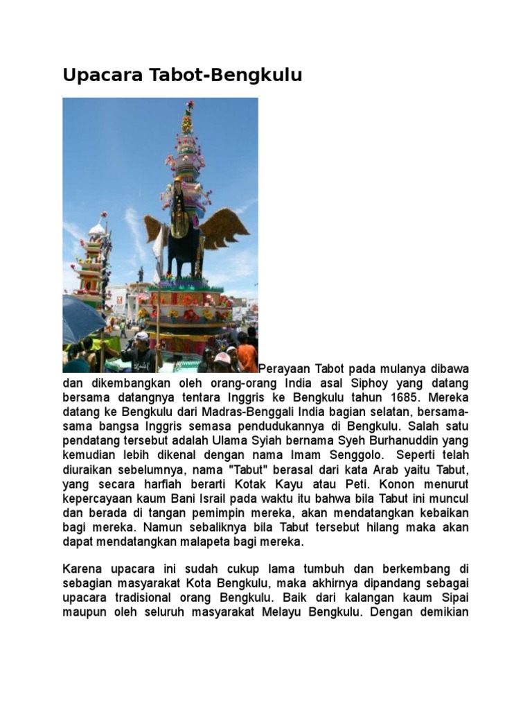 Upacara Tradisional Tabot di Bengkulu | PDF