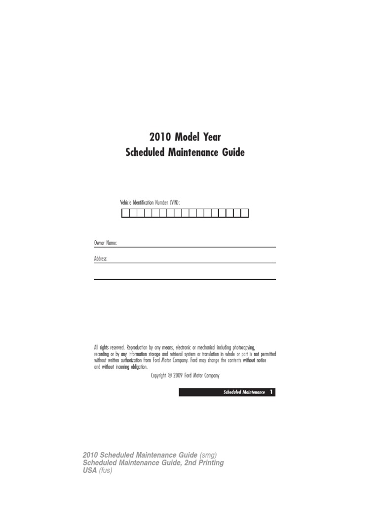 2010 Model Year Scheduled Maintenance Guide | PDF | Business