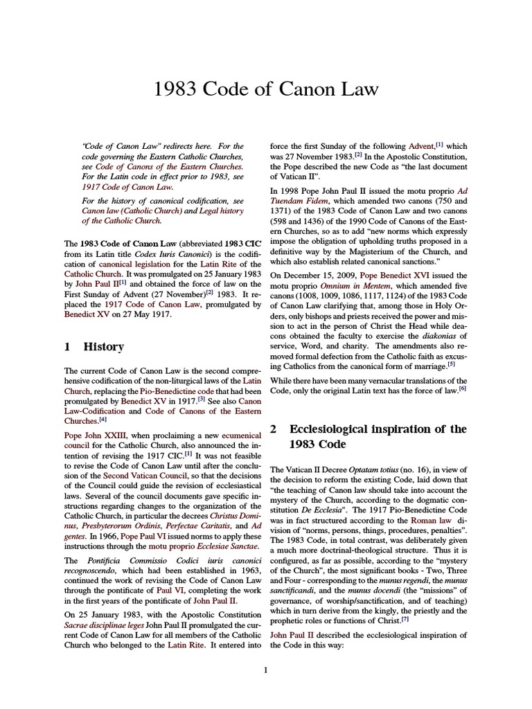 1983 Code of Canon Law PDF Catholic Theology And Doctrine