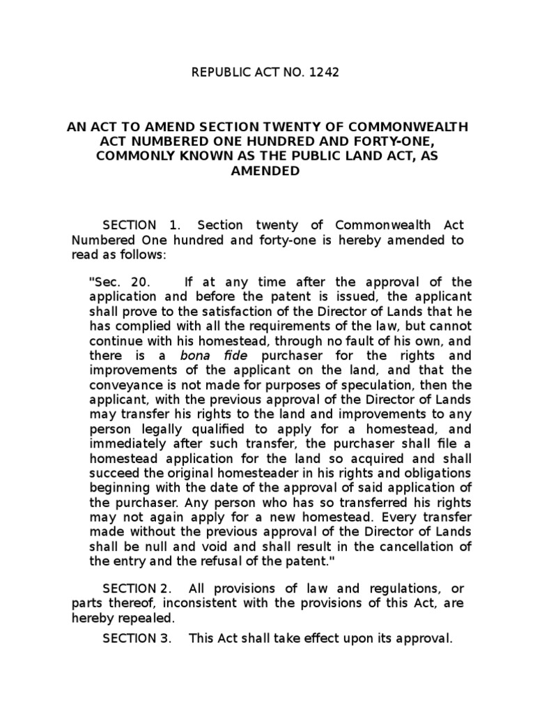 An Act To Amend Section Twenty of Commonwealth Act Numbered One Hundred and FortyOne, Commonly