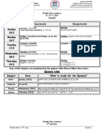 Day Classwork Homework: Weekly Plan (Week.4) Grade.6 English