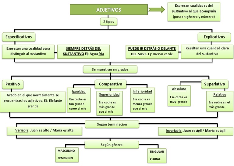 Mapa Conceptual Adjetivos Pdf Adjetivo Filologia