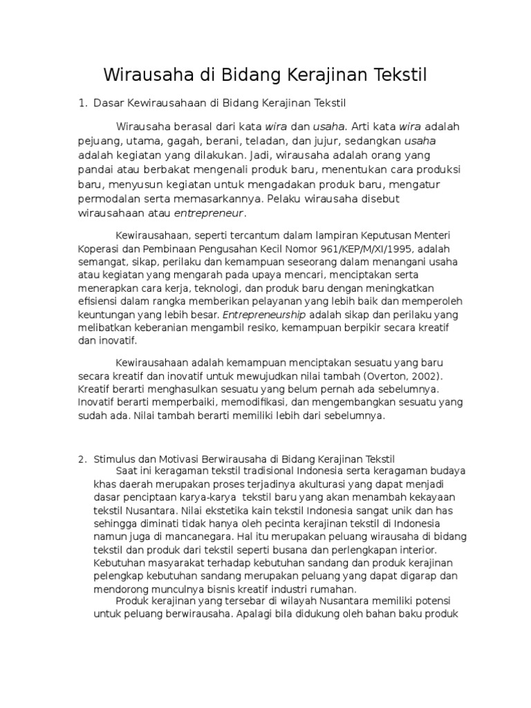 Wirausaha Di Bidang Kerajinan Tekstil PDF