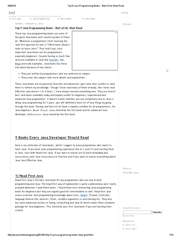 Top 9 Java Programming Books - Best of Lot, Must Read | Java ...