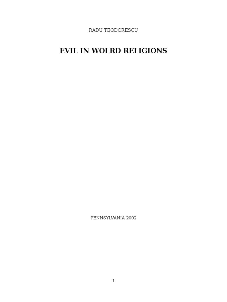 Evil In World Religions Pdf Evil Reason