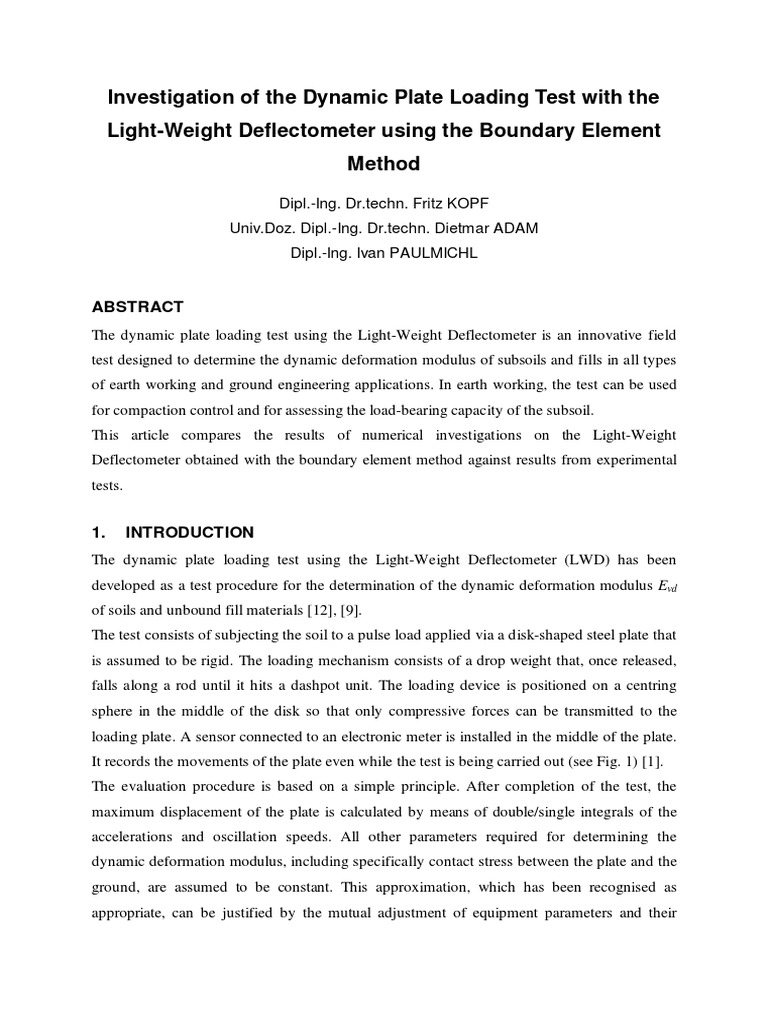 Dynamic Plate Loading Test | PDF | Finite Element Method | Numerical ...
