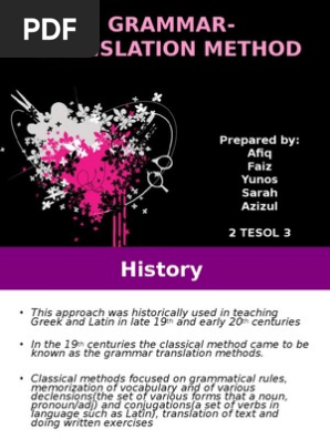 Grammar Translation Method Translations Second Language