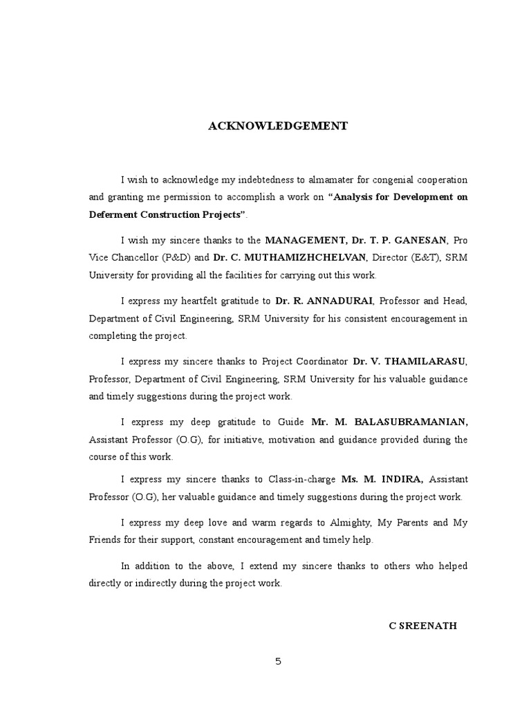 Acknowledgment for Construction Project | PDF | Art | Science & Mathematics