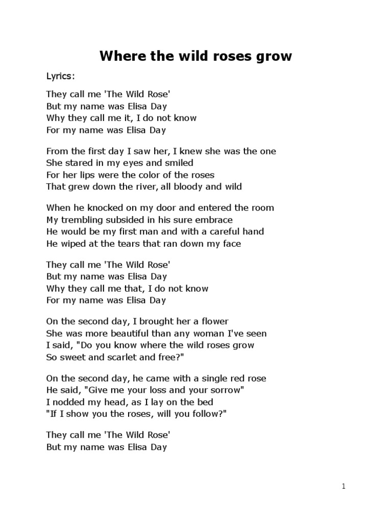 Where The Wild Roses Grow PDF Leisure Entertainment (General)