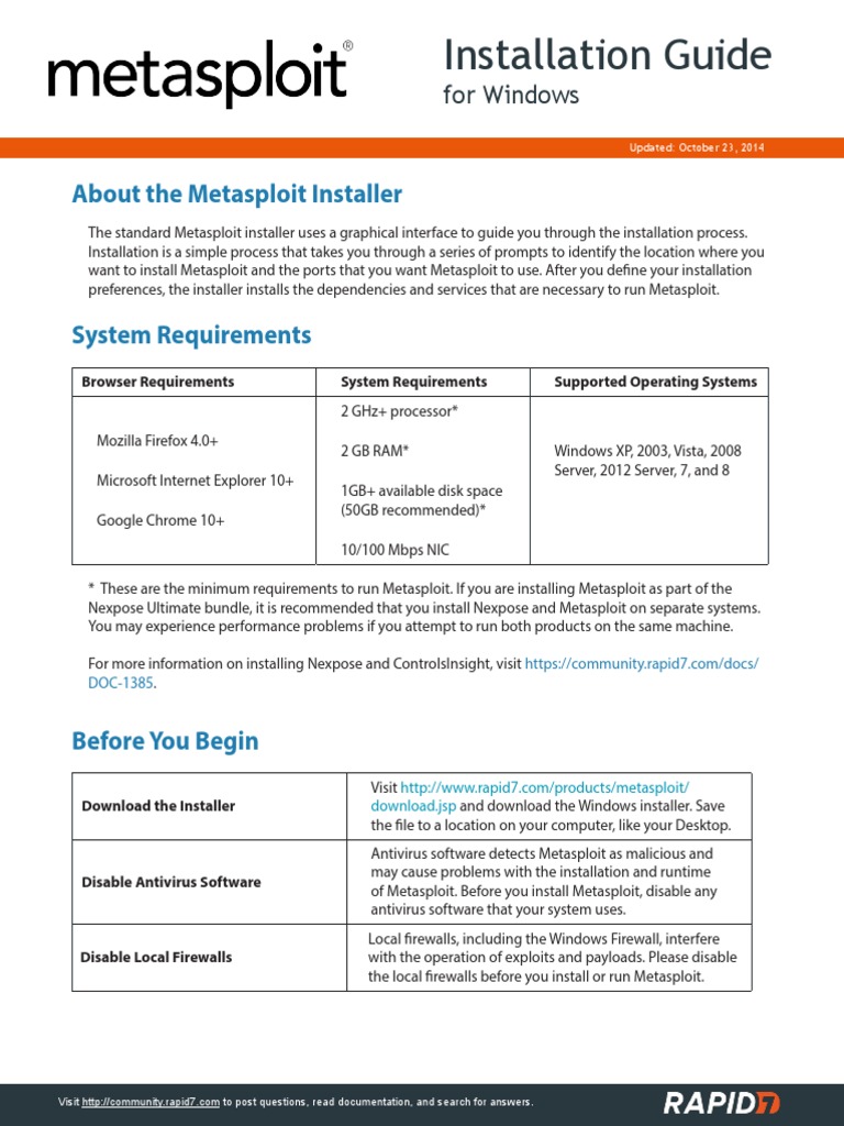 Metasploit Installation Guide for Windows | PDF | Computers