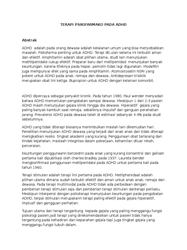 Terapi Psikifarmako Pada Adhd Pdf