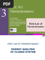 Chapter 3 First Law Thermodynamics