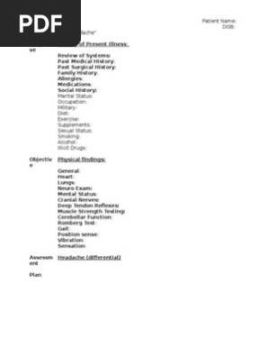 SOAP Outline for Neuro Exam