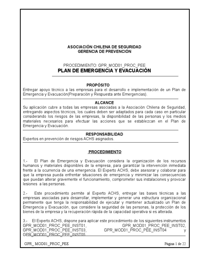 Plan de Emergencia y Evacuación | PDF | Bombero | La seguridad