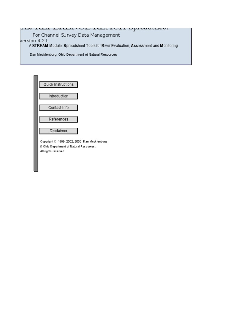 Reference Reach Reference Reach: The Spreadsheet The Spreadsheet | PDF ...