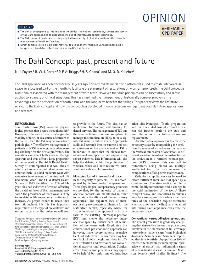 Dahl Appliance Dental Composite Dentistry