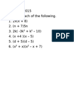 HW 2-12-15 Multiplying Polynomials Using Distributive Property and Box Method
